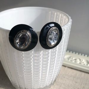 Vintage black clip on earrings